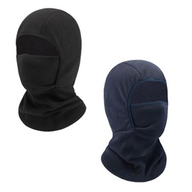 Mayoii 2-Pack Balaclava Ski Mask for Men Women Windproof Lining UV Protection Face Cover for Skiing, Snowboarding, Motorcycle, Cycling & Outdoor Sports (Navy Blue & Black)