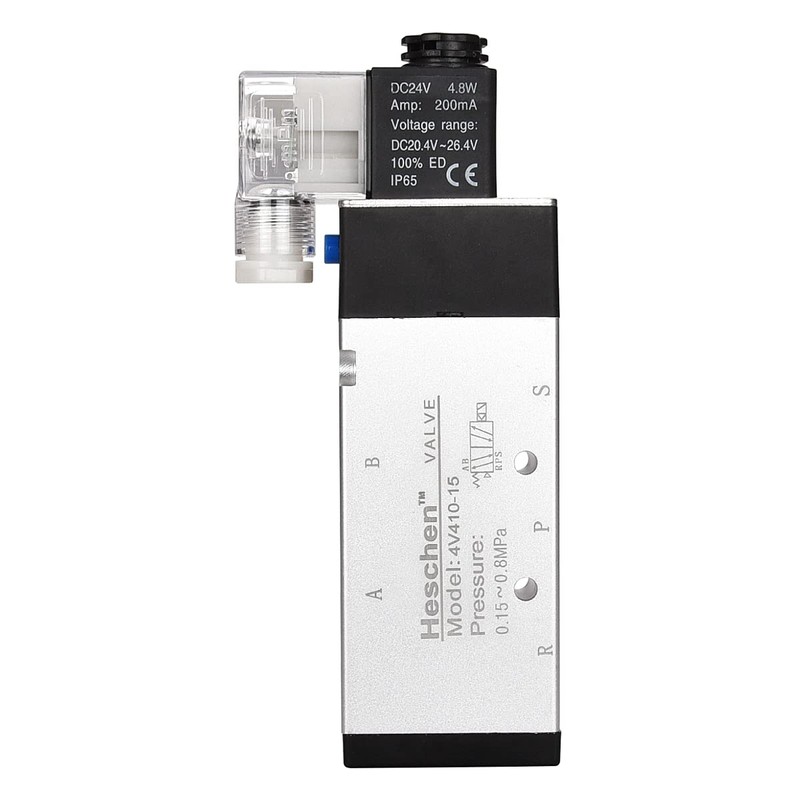 Heschen Electrical Pneumatic Solenoid Valve, 4V410-15, 24VDC 4.8W, PT1/2'', 5