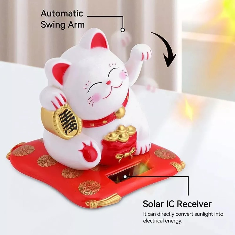Mini Estatuilla Gato Japonés Suerte Fortuna Brazo Maneki Nek