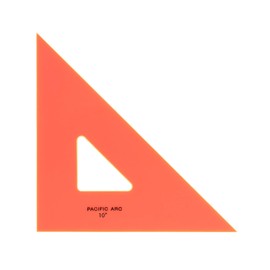 Pacific Arc Drafting Triangle, 10-inch, 45/90 Degrees, Fluorescent Orange