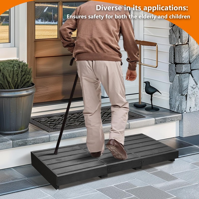 Outdoor Steps 3.5'' Height, Wooden Step Platform 35” Length, Step