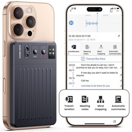 exs ulity AI Voice Recorder, Digital Voice Recorder App Control, Translator & Summarize & Empowered by ChatGPT, Wireless Charging, 107 Countires, 64GB Memory for Lecture, Meeting, Calls, Interview Audio - Color: White