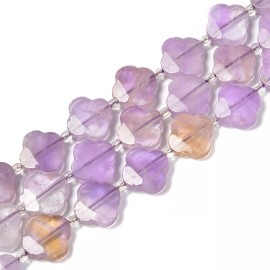 No Brand Natural Ametrine Four Leaf Clover Beads Size 17mm 15.5'' Strand