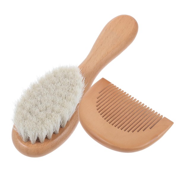 PACKOVE 2Pcs Hair Comb and Bathing Brush Set Comfortable Wooden