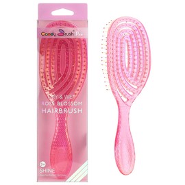 CANDYBRUSH Wet Hair Brush for Blow Dryer Detangling Curved Vented Drying for Straight Fine Hair for Women Round Detangler Soft Bristles Scalp Massage Medium Light Pink Colorful Transparent