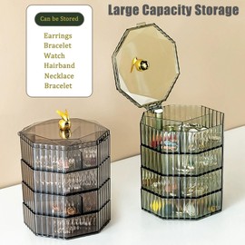 Jewelry Organizer with Handle, 4-Layer Acrylic Jewelry Box, Clear Jewelry Boxes for Women Girls, Make up Earring Organizer, Jewelry Storage Holder