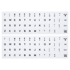 (2PCS Pack) English Keyboard Stickers, Universal Keyboard Replacement Letters English White Background with Black Lettering for Laptops Computer, Matte Keyboard Alphabet Stickers -White