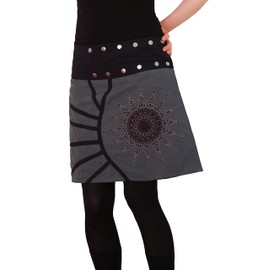 Purewonder SK193 Women's Wrap Skirt Cotton Poppers - Wrap
