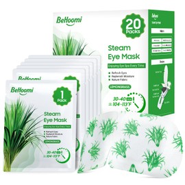 BeHoomi BeHoomi 20 Packs Steam Eye Mask, Heated Eye Mask Warm Compress for Eyes, Disposable Self Heating Eye Mask for Sleep, Travel Essentials & Relaxation Gifts for Women, Stocking Stuffers (Lemongrass)