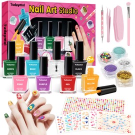 Tudaymol Pretend Play Nail Art Toy Kit,Kid-safe, Non-toxic Materials-Children Nail Studio