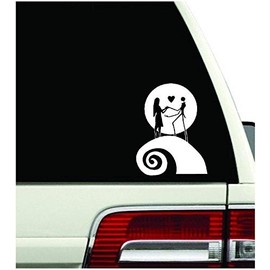 Jack and Sally Love Nightmare Before Christmas - Vinyl - 6" tall (color: WHITE) decal laptop tablet skateboard car windows stickers