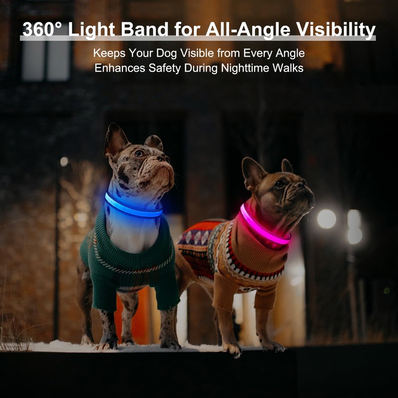 Light Up Dog Collar, Multicolor LED Dog Collar with 7
