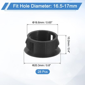 QUARKZMAN Pack of 28 17 mm (11/16 inch) Nylon Hole Plugs, Nylon Plastic Blanking Plugs, Pipe Plugs, Black, Round Snap Lock Holes for Industrial Supplies, Kitchen Cabinet, Cabinet Chair