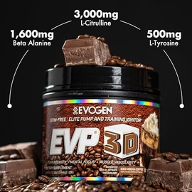 Evogen EVP 3D - Preentrenamiento en polvo sin estimulantes para hombres y mujeres | Preentrenamiento sin azúcar ni estimulantes con beta-alanina y cre