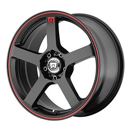 MOTEGI MR116 MATTE BLACK W/RED STRIPE MR116 16x7 5x112.00/5x114.30 MATTE BLACK W/RED STRIPE (40 mm) WHEELS