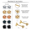 Sllaiss 5 Pairs Cubic Zirconia Stud Earrings Set 316L Stainless