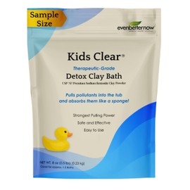 Kids Clear Detox Clay Bath, 100% Pure Sodium Bentonite - Cleansing and Purifying, by -Evenbetternow LLC – 0.5 lb (8 oz) Sample/Trial Size