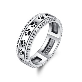 PARYFO Fidget Rings 925 Sterling Silver Paw Ring for Women Girls Spinner Ring for Anxiety Stress Relief Jewellery Gifts for Women Men Couple Sterling Silver, Sterling Silver, None