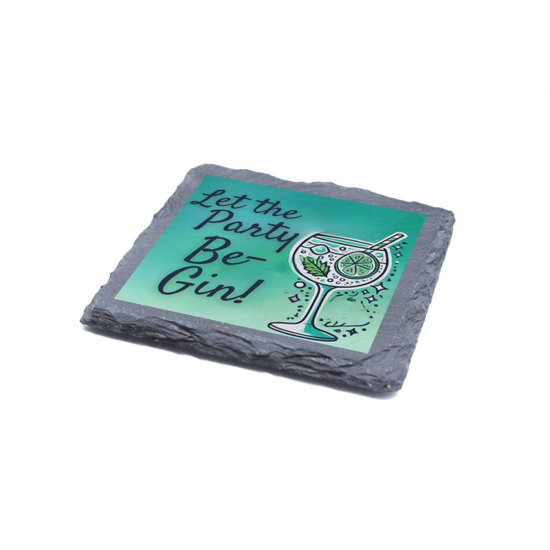 Let the Party Be-Gin! Slate Coaster – Fun Cocktail Design