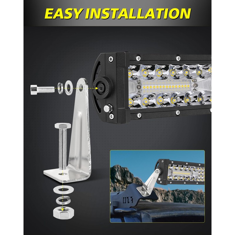 AKD Part LED Light Bar Side Mounting Brackets Kit Heavy