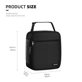 Lovoeo Lunch box Lunch bag for men women Insulated Lunchbox Lunch bags for Work Picnic Travel (Black)