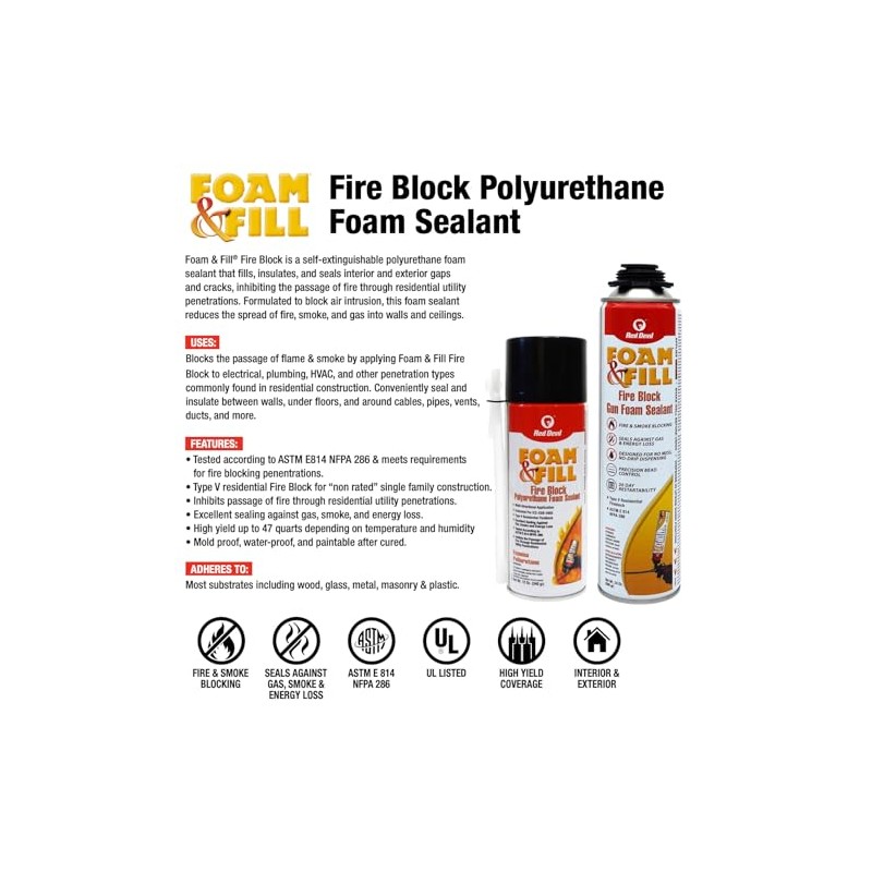 Red Devil 0925 Spray Foam & Fill Fire Block Foam