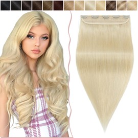 12 inch SEGO One Piece Clip in Real Remy Human Hair Extensions THICK [#60 Platinum Blonde] Hairpieces for Women 3/4 Full Head Straight (70g)