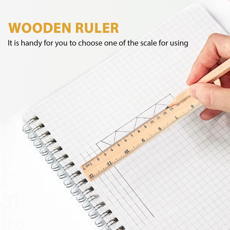 Dropfree 12 x 30 cm wooden ruler, school ruler, office