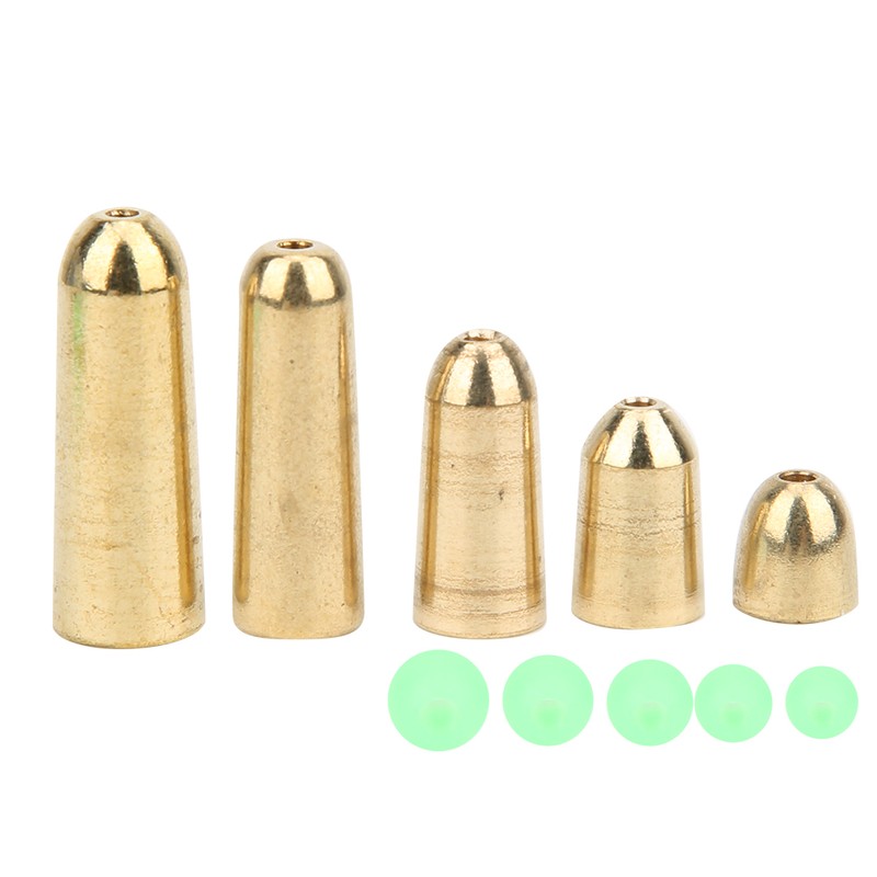 T0048 75PCS 5size Brass Weights Fishing Sinkers with 5size Plastic
