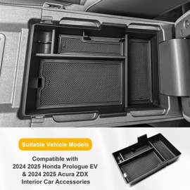 Center Console Organizer Compatible with 2024 2025 Honda Prologue EV & 2024 2025 Acura ZDX Interior Car Accessories, Armrest Storage Box Middle Console Insert Tray, Coins Sunglasses Holder Black