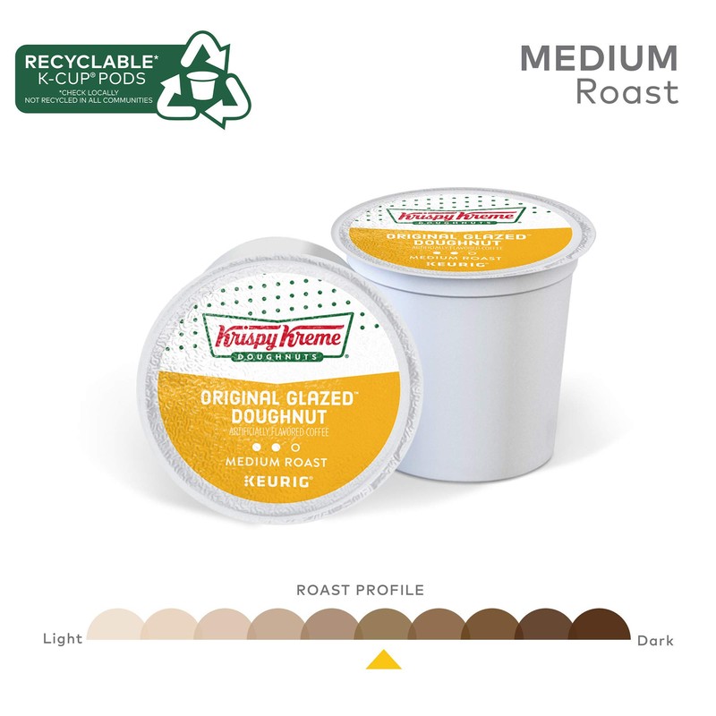 Krispy Kreme Original Glazed Doughnut, Single-Serve Keurig K-Cup Pods, Flavored