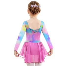 Zaclotre Ballet Leotards for Girls Toddler Classic Long Sleeve Criss-Cross Back Dance Dress Ballerina Outfits