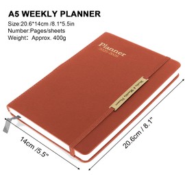 Diary 2025-2026, Planner 18 Month Mid Year Diary From January.2025 to June.2026, A5 Premium Thicker Paper with Pen Holder, Inner Pocket (Brown)