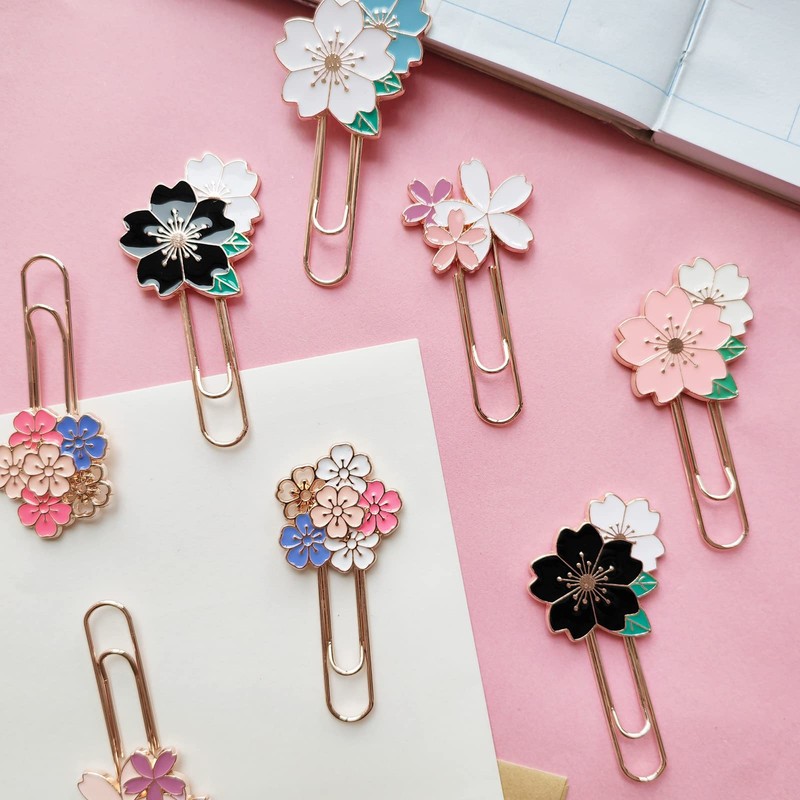5WYOUKE Cherry Blossom Clip Paper Clip, Sakura Clip, Cute Bookmark,