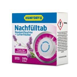 HUMYDRY Nachfüllpack TAB 500g Lavendelduft für Luftentfeuchter ohne Strom | Für mittelgroße Räume wie Badezimmern, Schlafzimmern, Wohnzimmern, Küchen | Absorbiert zu hohe Feuchtigkeit