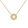Tiny Gold Tone Compass Pendant Necklace, Dainty Jewelry (Stainless Steel)