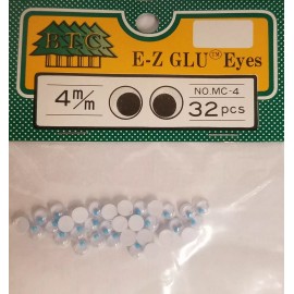 B.T.C. 12 Packs BTC E-Z GLU Blue Wiggle Googly Eyes 4mm Tiny for Crafts Dolls Puppets