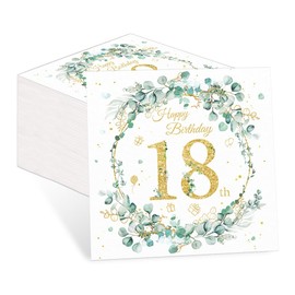 60 Stück Servietten 18. Geburtstag Junge, 18 Geburtstag Deko Serviettens, Happy Birthday Servietten, Deko 18. Geburtstags Junge Mädchen für Die Dekoration
