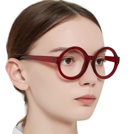 OCCI CHIARI Round Reading Glasses for Women 2.25 Large Readers 0 1.0 1.25 1.5 1.75 2.0 2.25 2.5 2.75 3.0 3.5(Red,2.25)