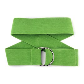 NYFASHION101 Cinturón elástico unisex de lona con hebilla redonda de metal plateado, Pistacho, Talla única