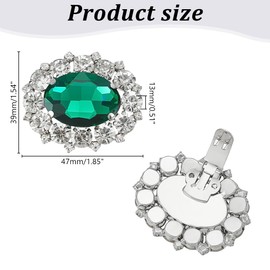 arricraft 2 Pairs Rhinestone Crystal Shoe Clips, Green Oval Detachable Rhinestone Shoe Decorations with Platinum Alloy Shoe Buckles Sparkling Decoration for Women Wedding Bride Party