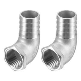 uxcell 304 Stainless Steel Hose Barb Fitting Elbow, 25mm Barbed x 3/4" NPT Female Pipe Connector Adapter for Water Fuel Air, Pack of 2