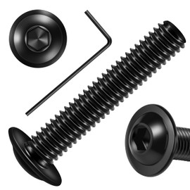 Mywish M6 x 30mm 25Pcs Flange Button Head Hex Socket Cap Screws Bolts, 304 Stainless Steel Furniture M6x1.0 Bolts Full Thread, Black Oxide & Hex Spanner