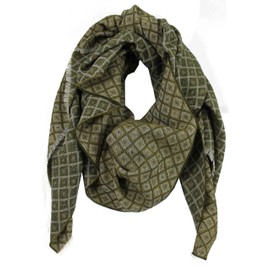 Rotfuchs R-624 Jacquard Woven Scarf Fashionable Green 100% Wool (Merino), Green