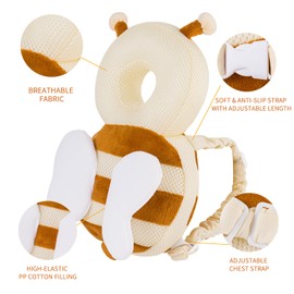 Baby Head Protector Backpack, Toddler Toddler Head Protector, Toddler Head Protector Padded Backpack Elasticated Carrier Wear (Bee)