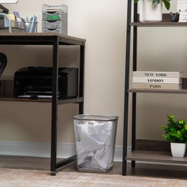 Mind Reader Mesh Trash Can, Waste Paper Basket, Square, Office, Metal Mesh, 24.8L x 24.8W x 31.1H cm, Set of 2, Silver