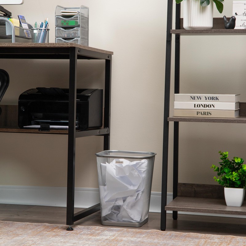 Mind Reader Mesh Trash Can, Waste Paper Basket, Square, Office,