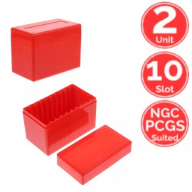 HHZ Collectibles 2 Unit 10 Slot Red ABS Slab Coin Storage Box Case Holder 4 PCGS NGC ANACS ICG