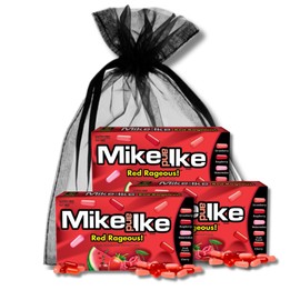 Mike & Ike - Gift Pack of 3, 4.25 oz. Theater Boxes By Lyza's Sweets & Treats (Red Rageous (Red Fruits))