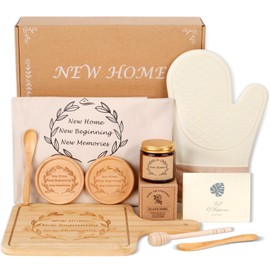 House Warming Gifts New Home Gifts for New Homeowners, New Home Gift Ideas Closing Gifts, New Home Gift Basket for Couple Women Sweet Home, Housewarming Gifts with Apron Gloves Candle Serving Board